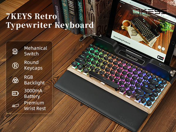 ⭐︎きー Amazon.com: 7KEYS Retro Typewriter Mechanical Gaming
