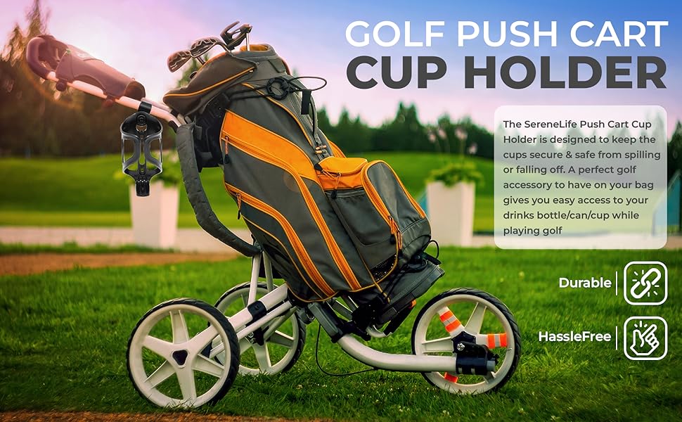 SereneLife Golf Push Cart Cup Holder Expandable Golf Bag