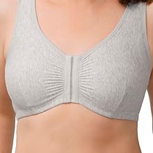 Amoena Womens Fleur Wire-Free Front Closure Cotton Pocketed Mastectomy Bra