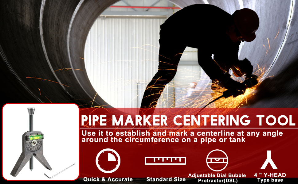 Pipe Center Finder, Pipefitter Tools w/Centering Head, Pipe Fitting