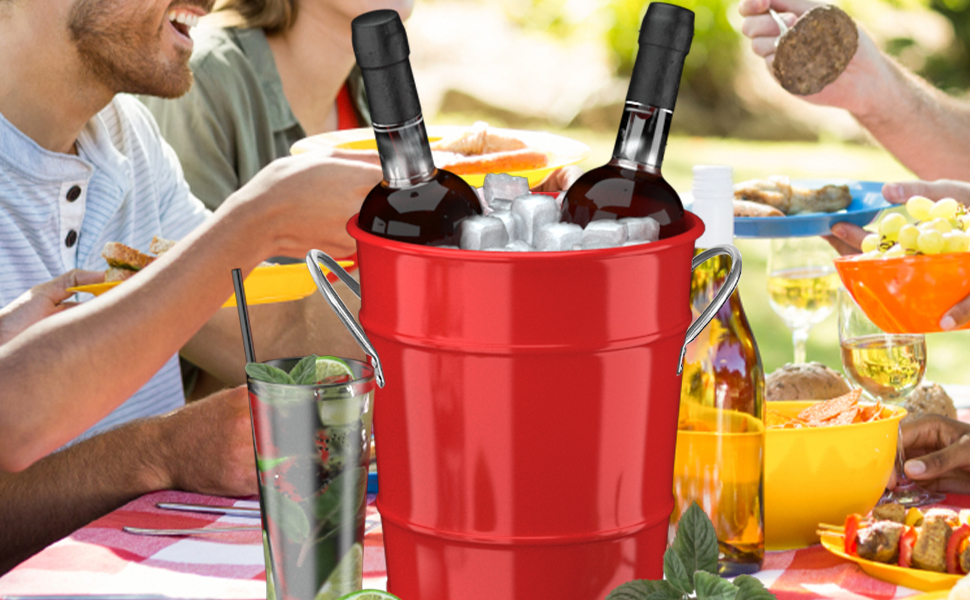 4 L Red Ice Bucket,Ice Buckets For Parties,Insulated Ice