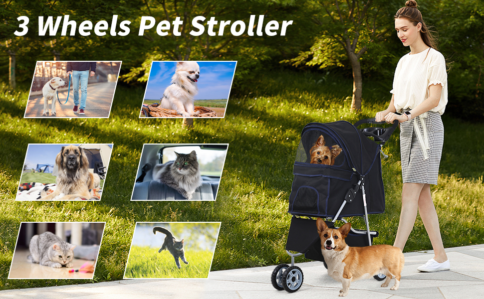 BLKMTY Dog Stroller Folding Dog Stroller for Medium Dogs