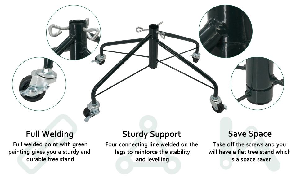 ELFJOY Christmas Tree Stand with Swivel Caster Wheels for 3