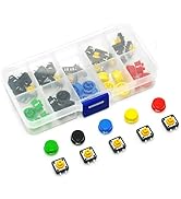 Gikfun 12x12x7.3 mm Tact Tactile Push Button Momentary SMD PCB Switch with Cap for Arduino (Pack ...