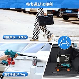 高圧洗浄機 コードレス 軽量 コンパクト 強力 バッテリー2個付き