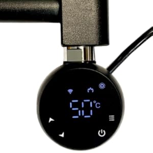 Greened House 600w Wifi Electric Smart Heating Element for Towel Rails and Radiators with LED touchscreen Thermostat/Timer Energy Efficient (Chrome) 15 wifi element black