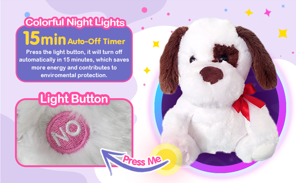 Bstaofy Light up Puppy Stuffed Animal Glow Dog Plush Toy