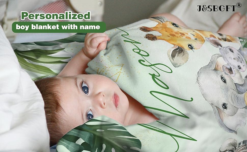 J&SBGFT Personalized Baby Blanket for Boys,Custom Baby
