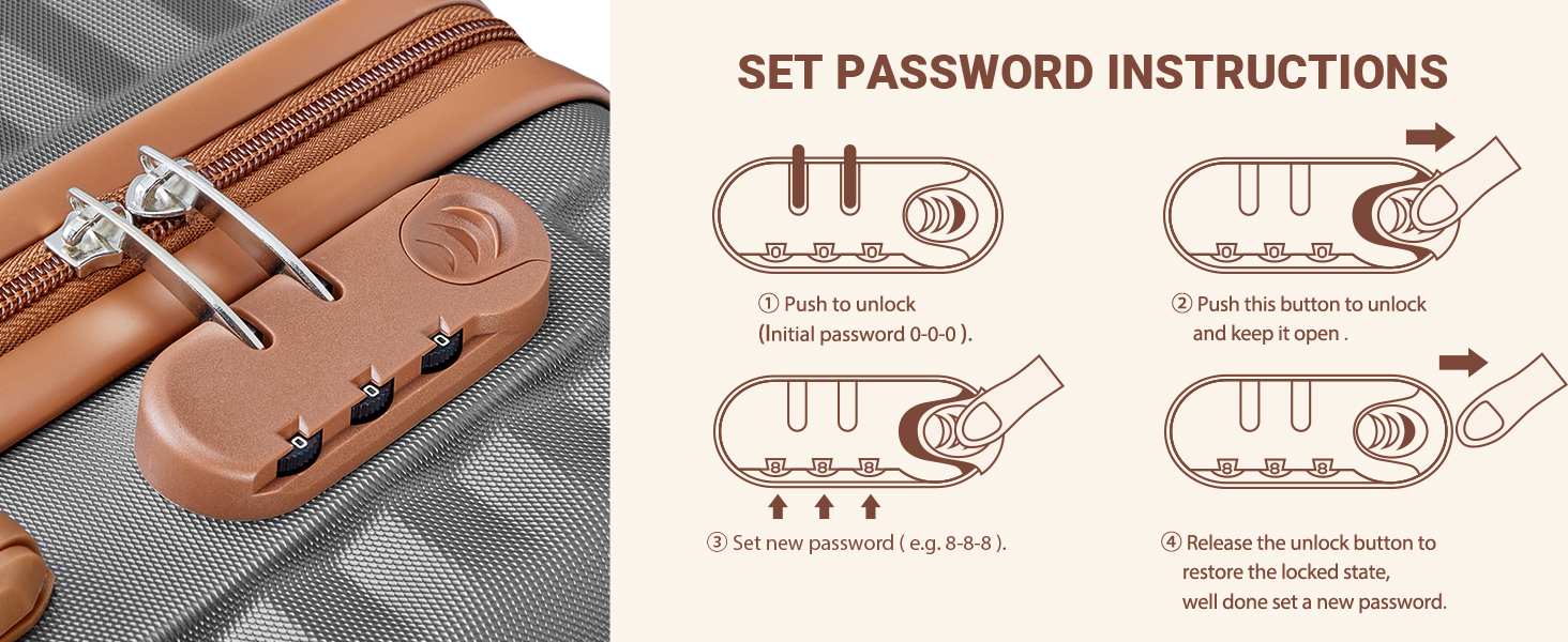 TR012 20 inch combination lock grey brown