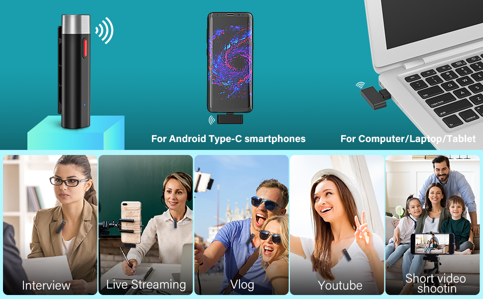 Wireless Lavalier Microphone, Lapel Mic System Wireless