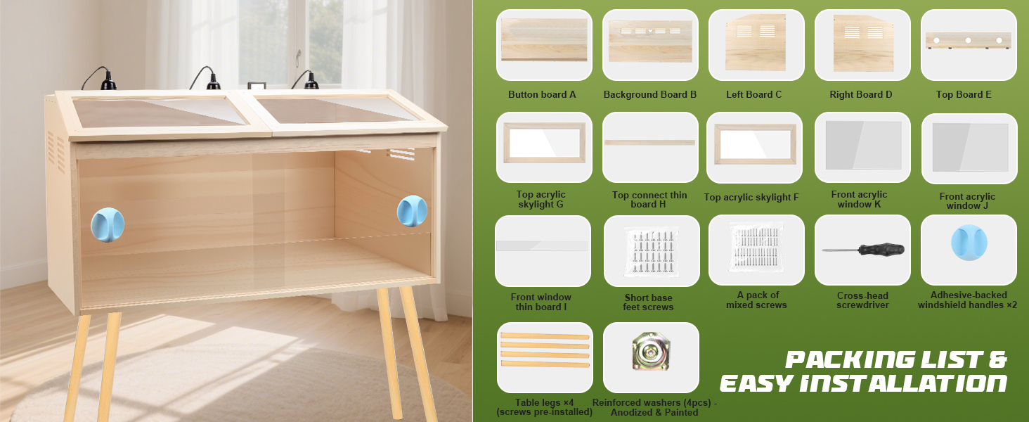 FMATOZ 33 Gallon Reptile Terrarium with Stand