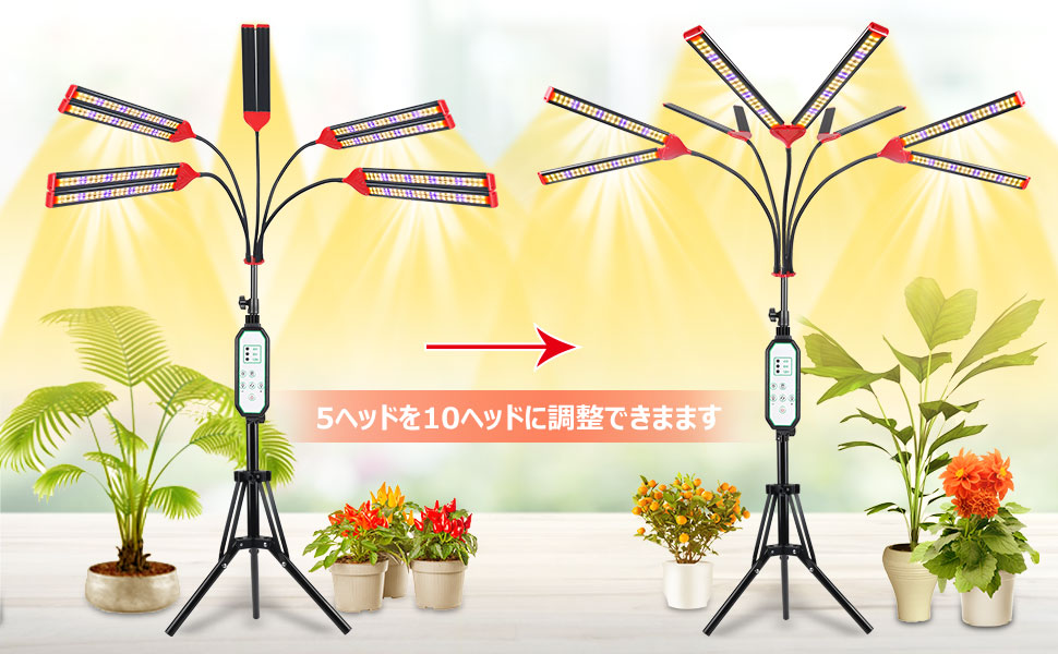 Amazon.co.jp: SINJIAlight 植物育成ライト スタンド式 10ヘッド