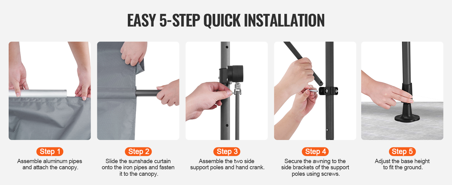 VEVOR 98" x 47" Patio Awning Retractable, Outdoor