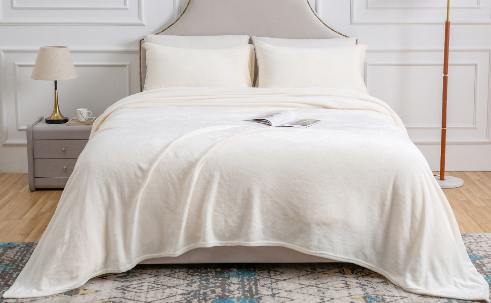 BEDELITE Flannel Sheets Twin Size White Super Soft Fleece