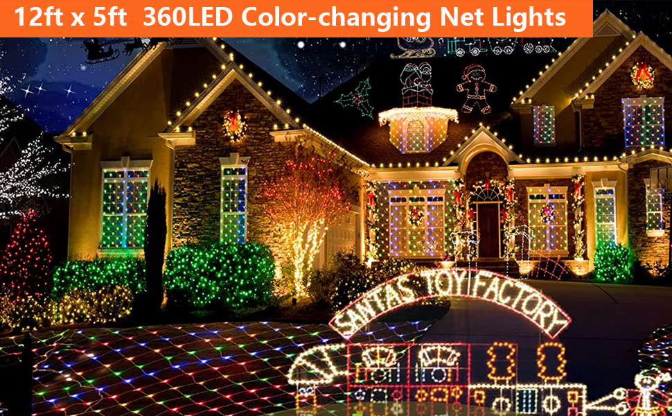Joomer Color Changing Christmas Net Lights, 360 LED Low Voltage Bush