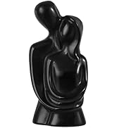 Rockcloud Natural Black Obsidian Crystal Hugging Couple Statue Romantic Love Stone Abstract Coupl...