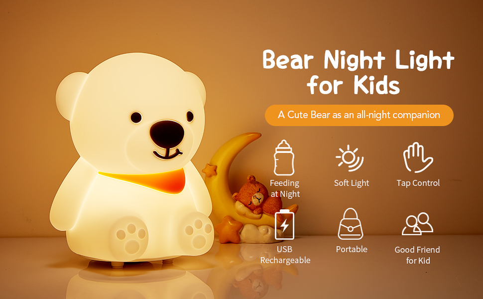 night light for kids night light kids teddy bear gifts kawaii room decor baby night light silicone