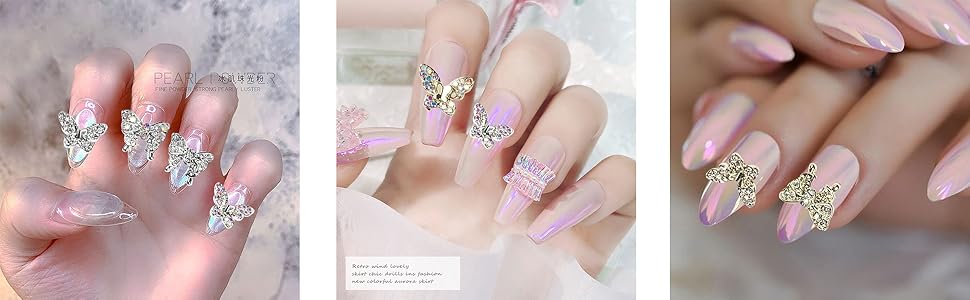 Butterfly Nail Charms Crystals Diamonds Rhinestones