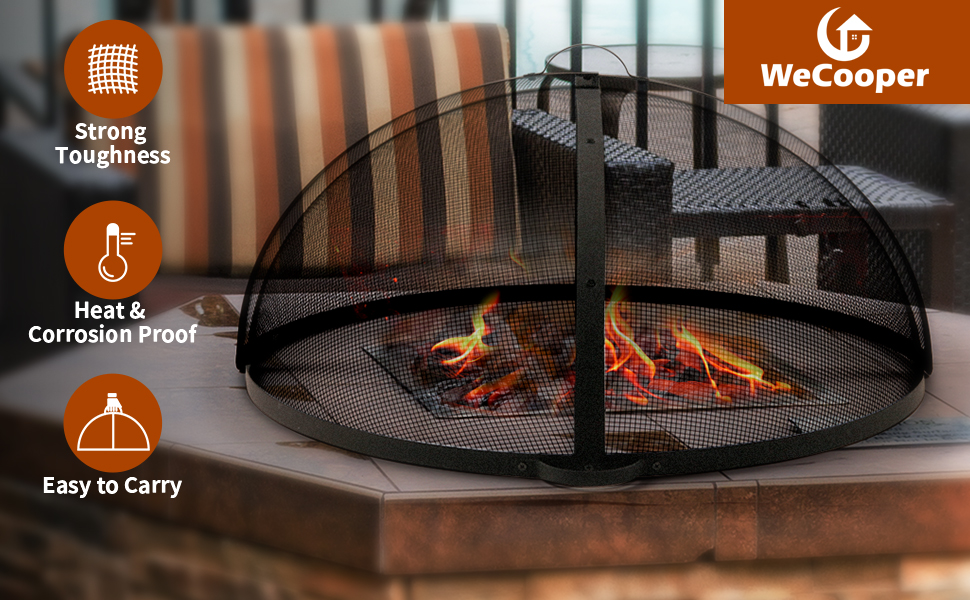 WeCooper HeavyDuty Fire Pit Spark Screen, 36In Round Steel