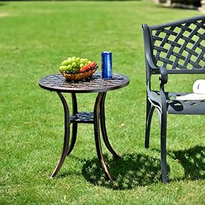 Anti Rust Small Patio Table Round Metal End Table