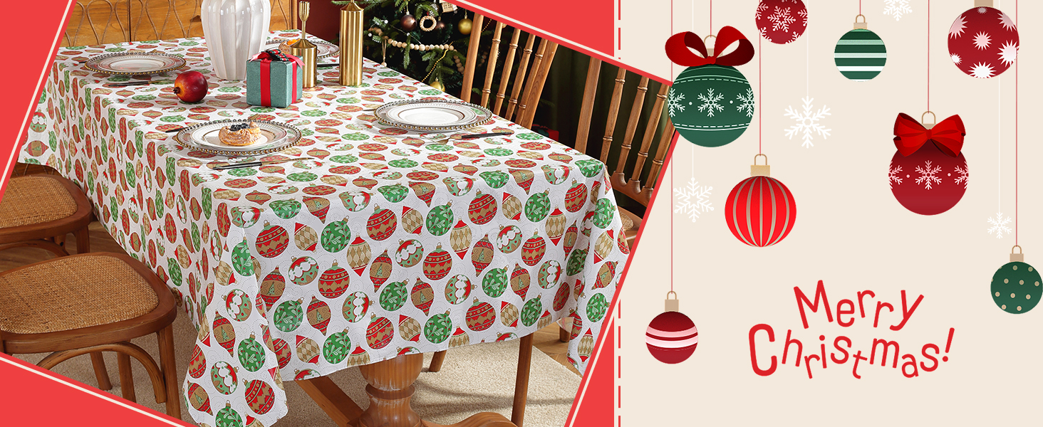 Christmas Vinyl Tablecloth with Flannel Backing Rectangle Vinyl Tablecloth For Christmas