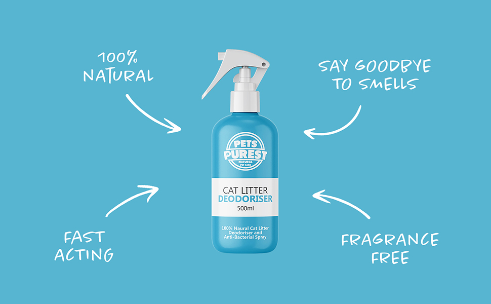 Pets Purest Cat Litter Freshener Deodoriser Spray 100 Natural Odour
