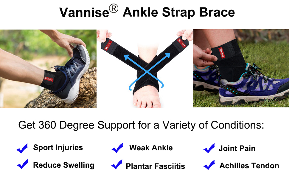 Vannise Ankle Brace for Sprained Ankle, 2 Pack Adjustable