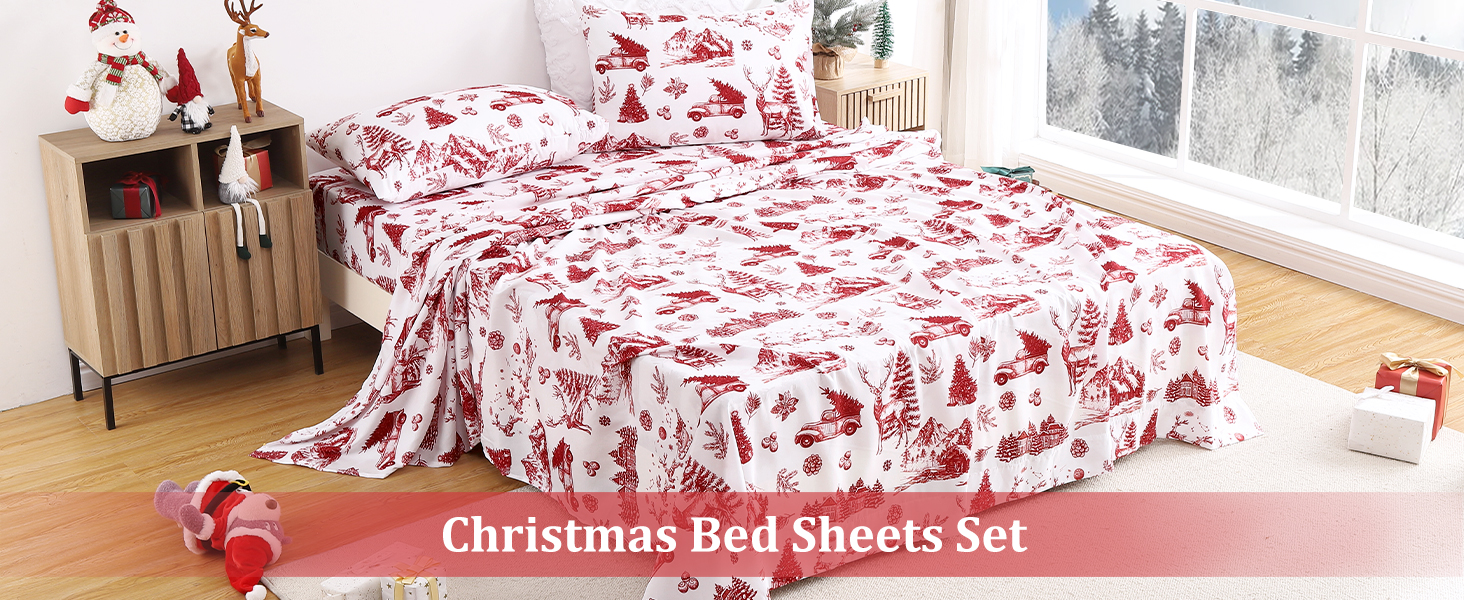 STARBEDIA Christmas Bed Sheets Full, Soft Brushed