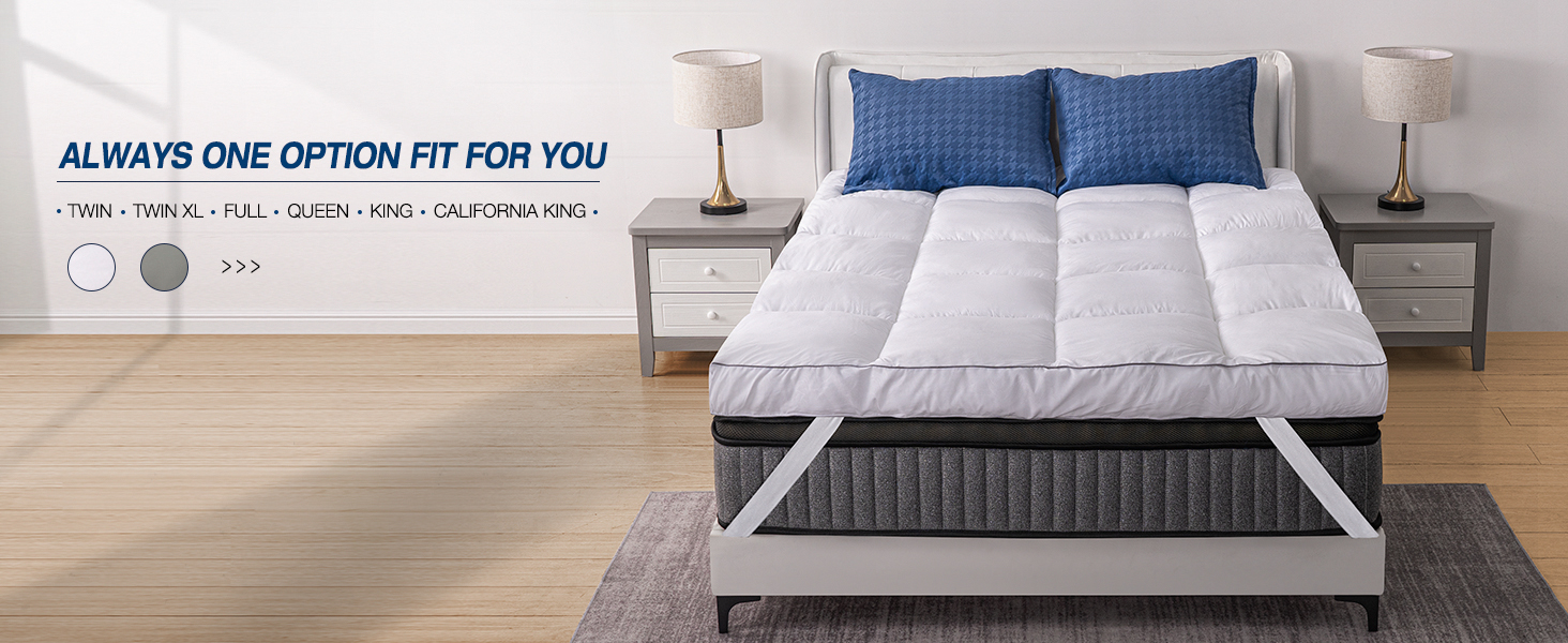 Mattress Topper King Size Cooling Plush Pillow Top Mattress