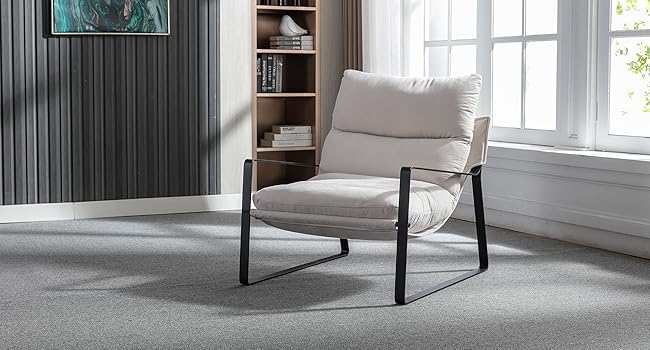 Modern Accent Chair Fabric Armchair For Living Room Occasional Tub Chair For Bedroom, Beige 14 1