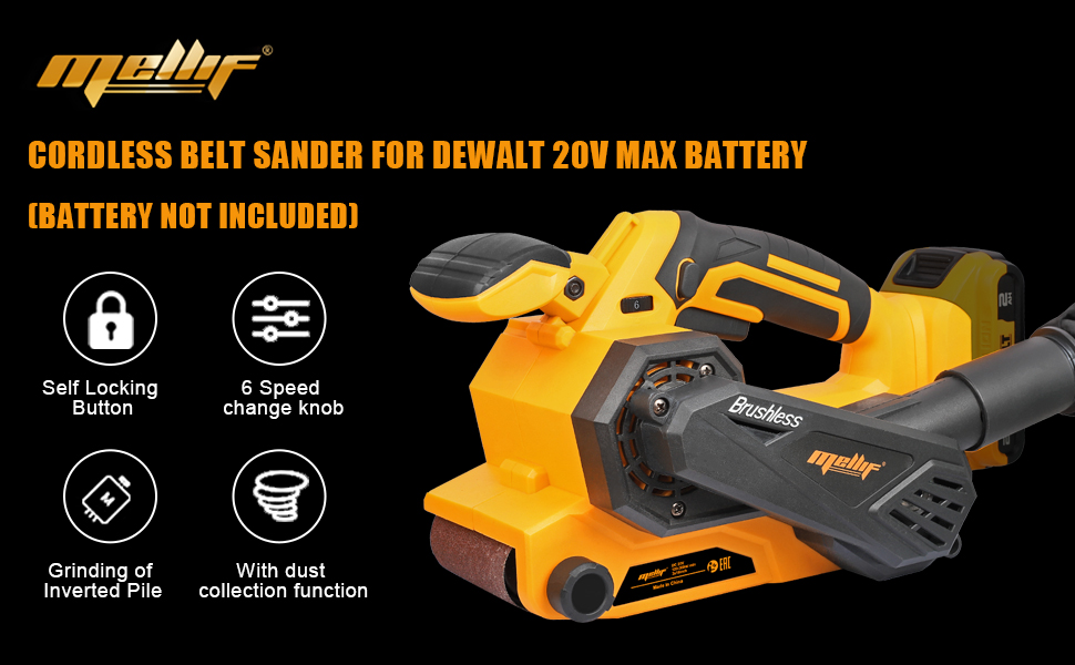 Cordless Belt Sander for Dewalt 20V Max Battery, 3 x 18 Inch Mellif