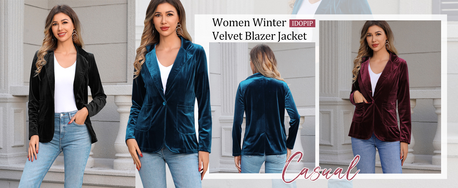 Women's Velvet Blazer Jacket