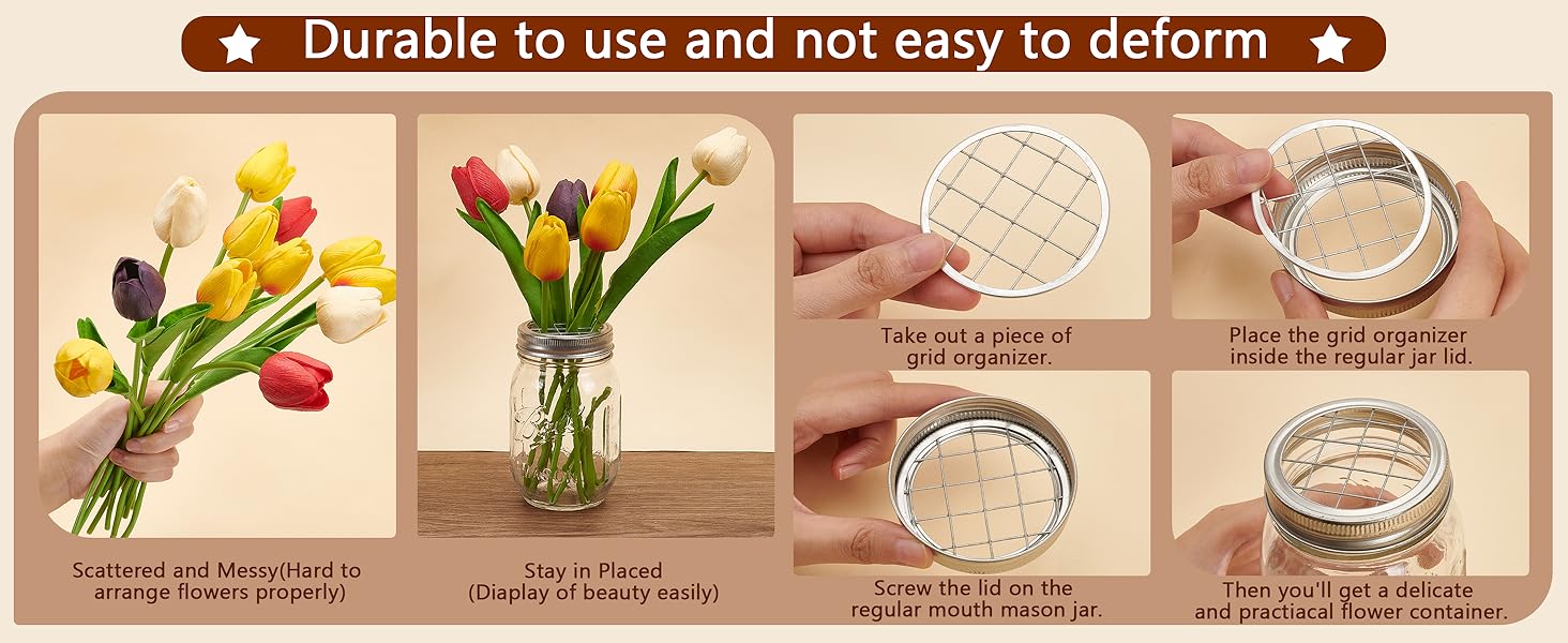 15PCS Flower Frog Lids Mason Jar Holder Lid