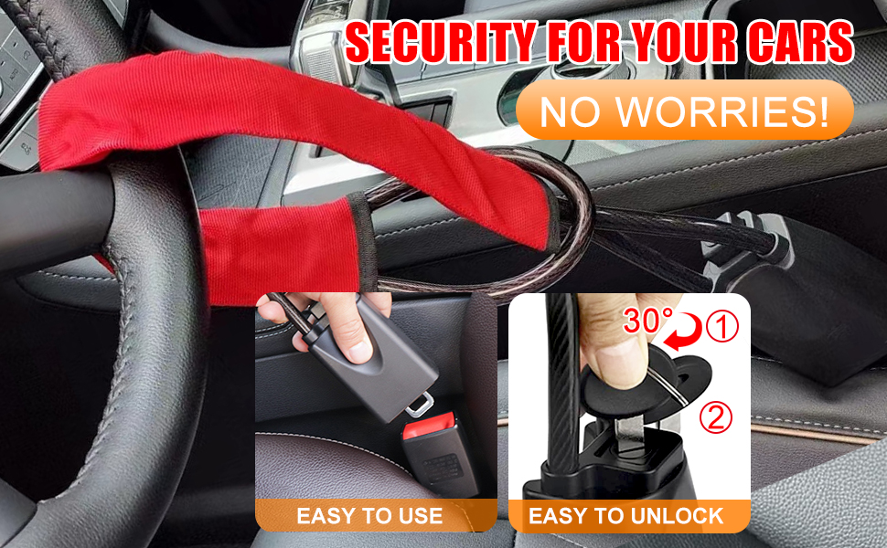 Pibkay Steering Wheel Lock, Car Anti Theft Steering Wheel