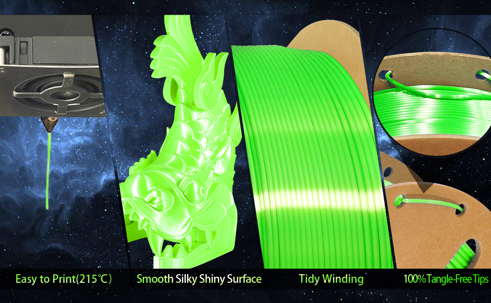 1.75mm silk light green pla filament 
