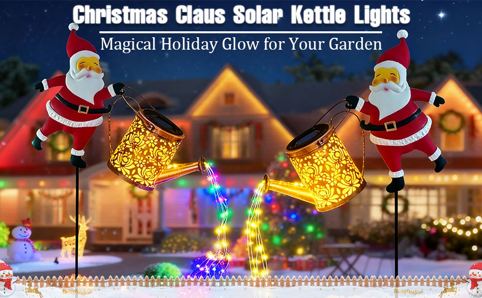 Christmas Claus Solar Kettle Lights