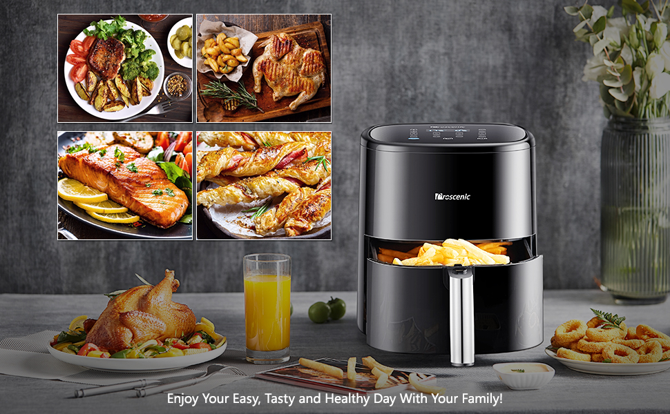 Proscenic T22 Air Fryer With 13 Presets & Shake Reminder, Oil Free Air Fryer 5L, Low-Noise, Compatible With APP & Alexa, 100+ Online Recipes, LED Touch Screen, Non-Stick Basket, 1700W 13 Air Fryer