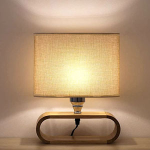 Artica Home Decorative Night Table Lamp Solid Wood & Fabric Shade Bedside Desk Lamps