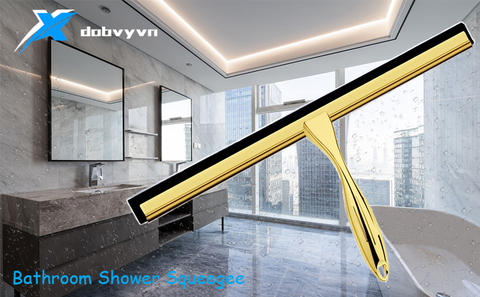 Shower Squeegee for Glass Doors, 14 Inches Bathroom Squeegee with Spare Silicone