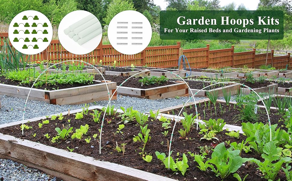 Garden Hoops for Raised Beds 25pcs 17” Fiberglass Tunnel Hoops DIY