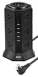 BEVA 12 outlets power strip tower