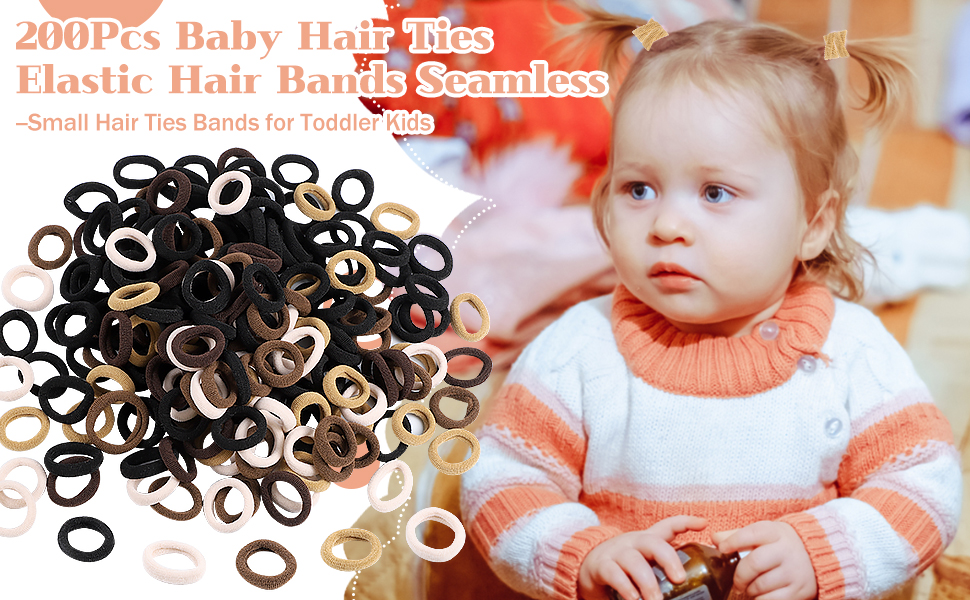 200Pcs Baby Hair Ties Elastic Hair Bands Seamless Small Hair Ties Bands