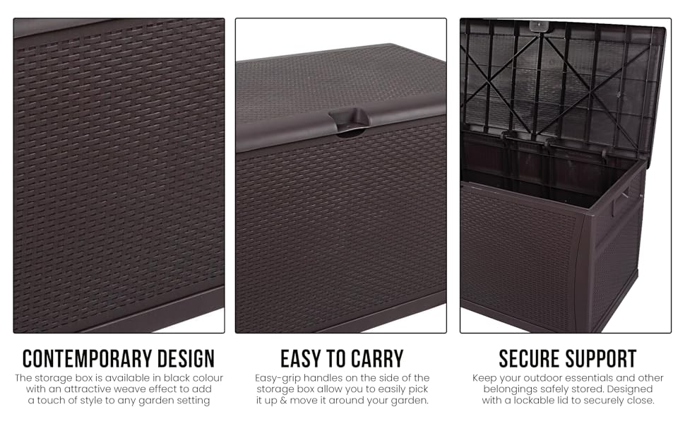 SA Products 460L Weatherproof Rattan Effect Outdoor Storage Box Heavy