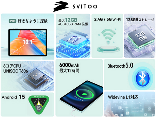 Amazon.co.jp: タブレットpc android15 10インチ 2025最新 wi-fi