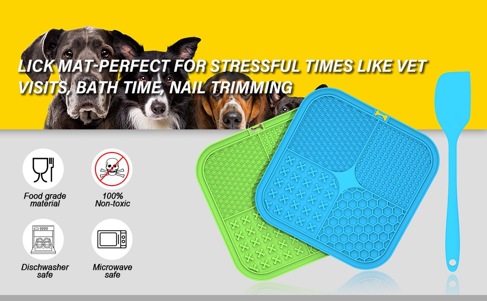 Licky Mats for Dogs,2 PCS Dog Lick Mats with 1 Pcs Spatula,Lick Mat for