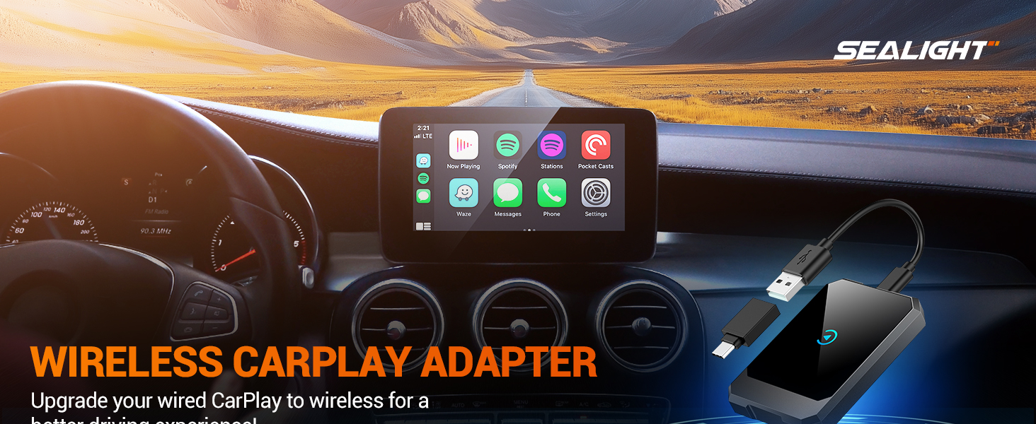 SEALIGHT Wireless CarPlay Adapter for iPhone, Converts