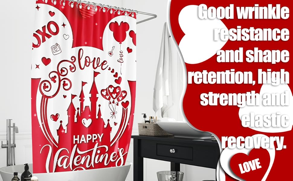 Valentines Day Shower Curtain,Valentine Decor Red Mouse