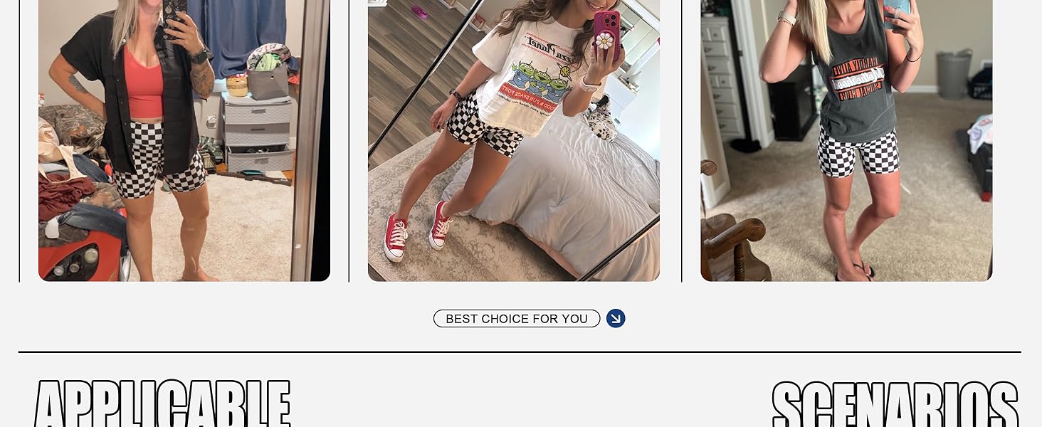 checkered shorts women