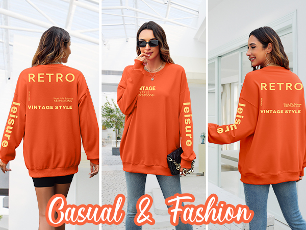 MYHALF Oversized Sweatshirt Women Crewneck Shirt: Long