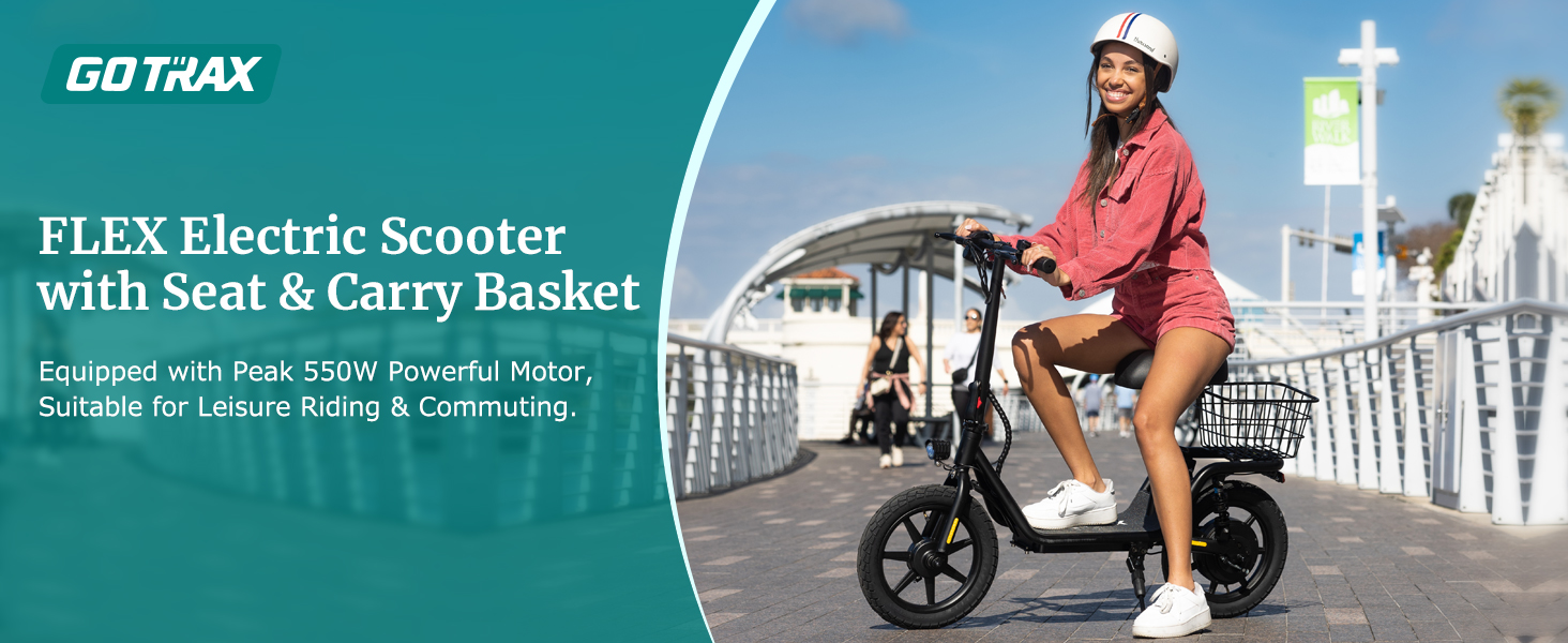 Gotrax FLEX Electric Scooter with Seat for Adult Commuter, 16 Miles